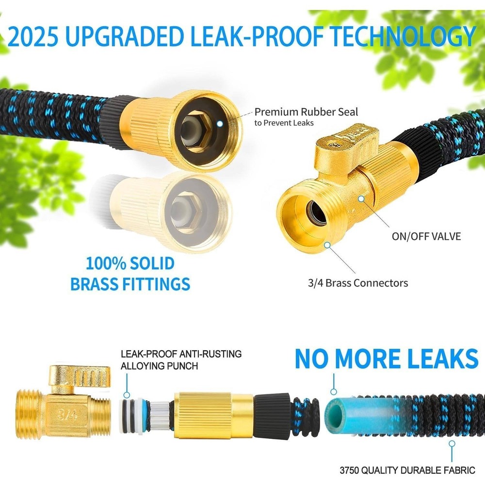 75 ft Expandable Garden Hose - Flexible Water Hoses with 10 Spray Nozzle - Car - Picture 2 of 10